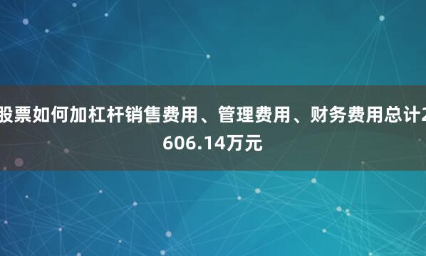 股票如何加杠杆销售费用、管理费用、财务费用总计2606.14万元